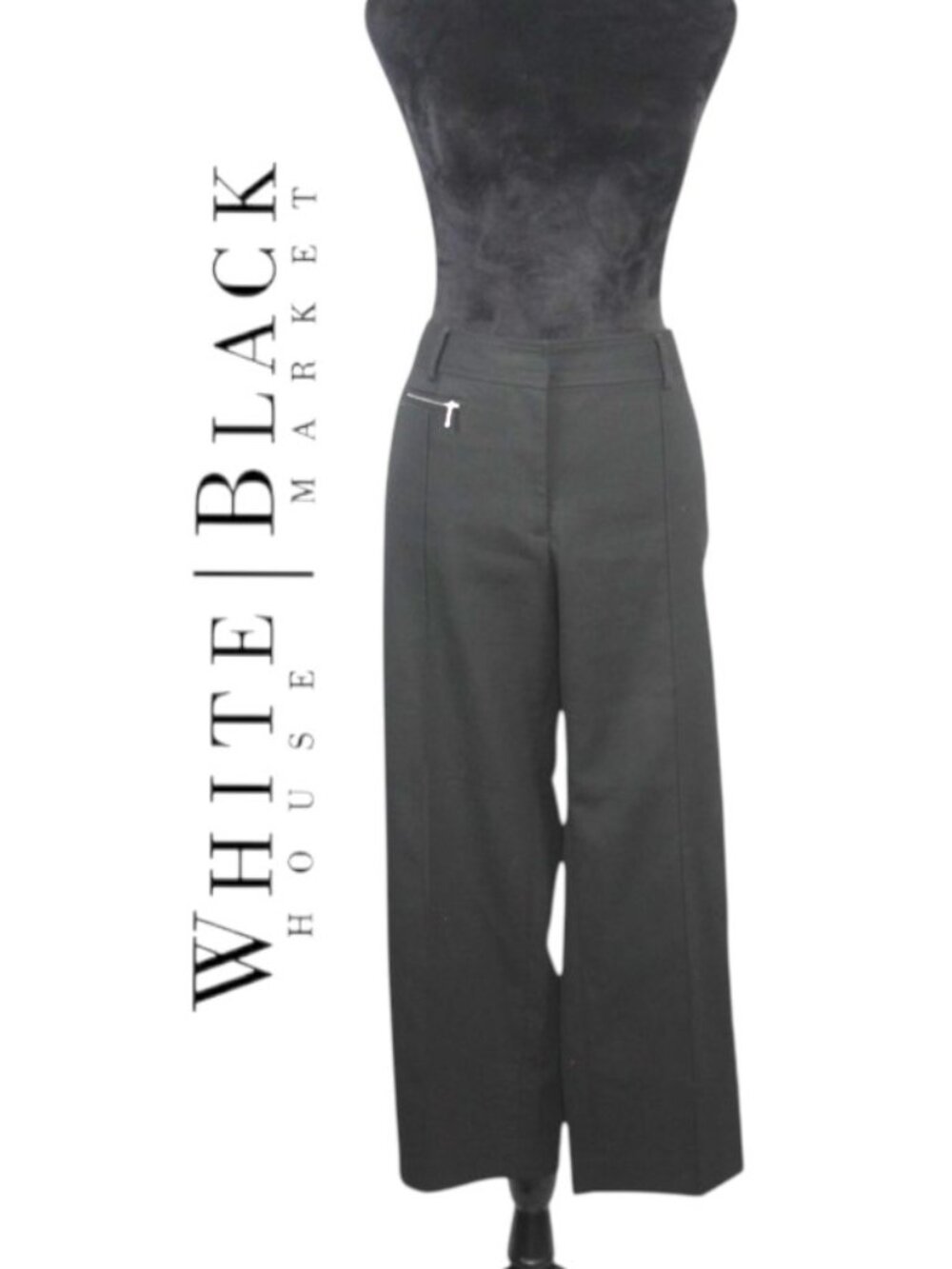 White House Black Market Black Crop Pants with Front Seam & Front Zipper Pocket